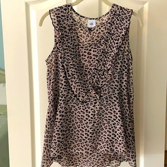 CAbi flutter leopard sleeveless 2-piece blouse NWOT size S #3612 - Picture 1 of 8
